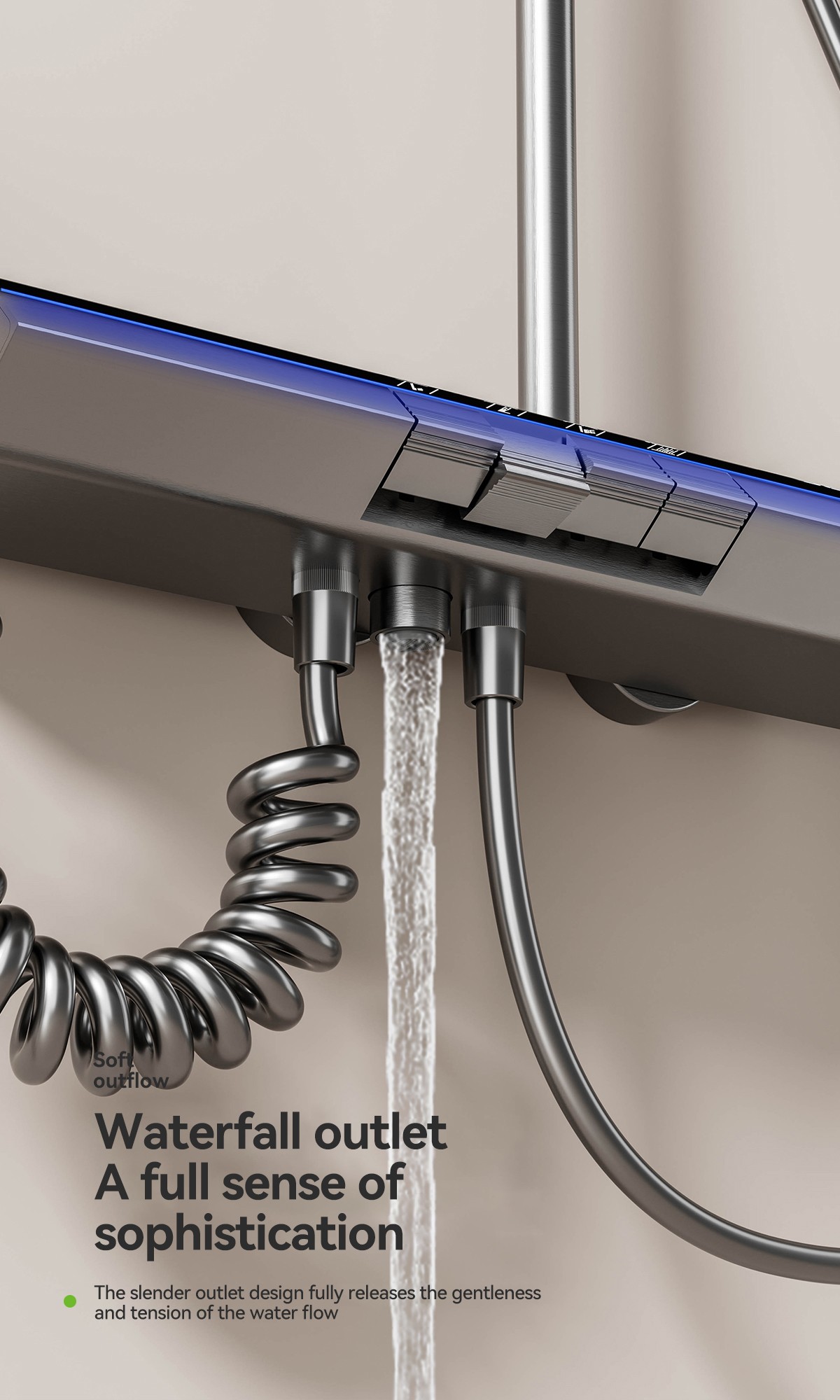 Latest Piano Button Design LED Display Shower Column Set