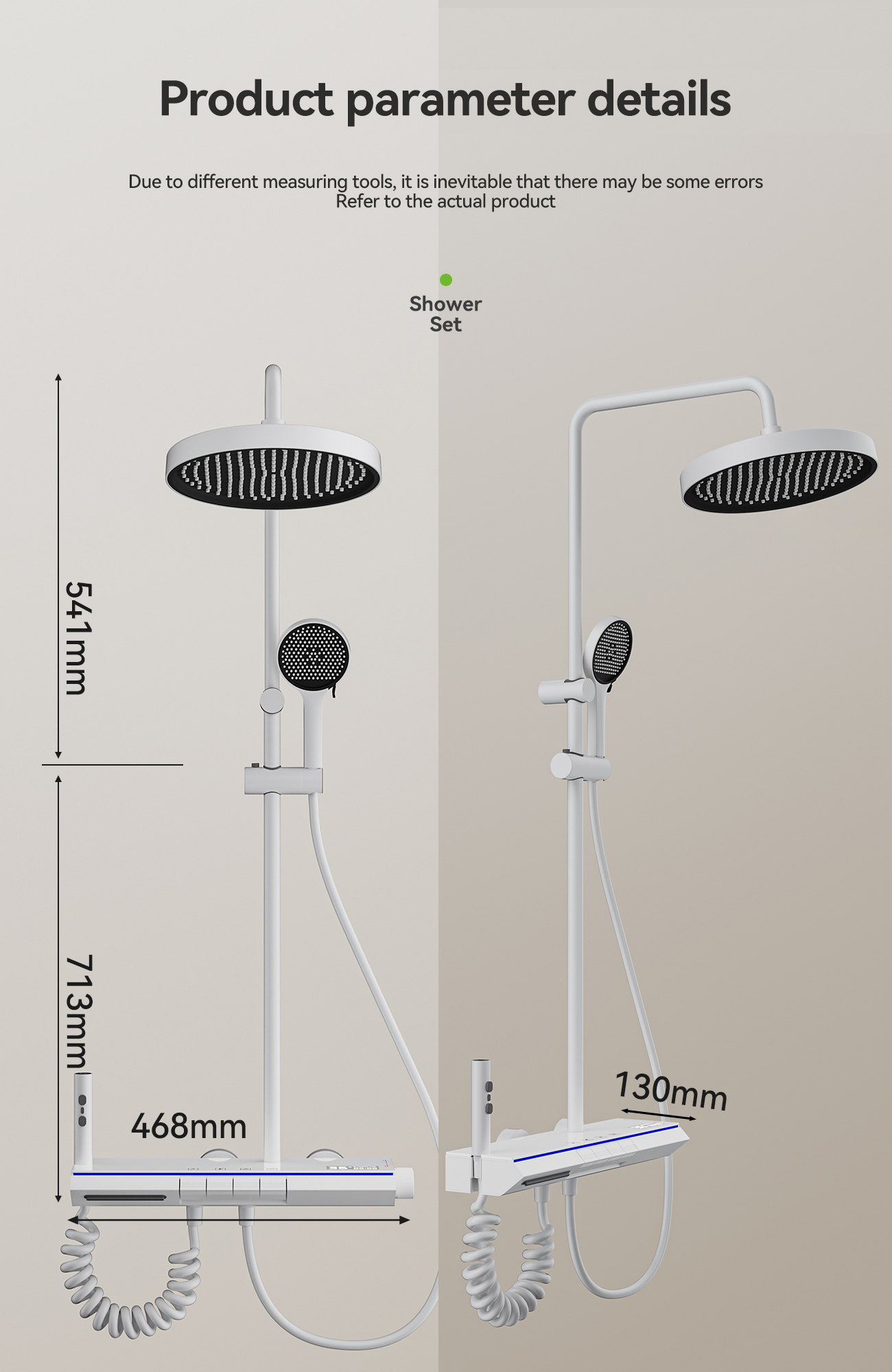 Popular Design Piano Button LED Display Shower Column Set With White Finished