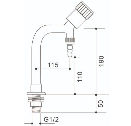 Deck Mounted Solid Brass Single Outlet Lab Tap