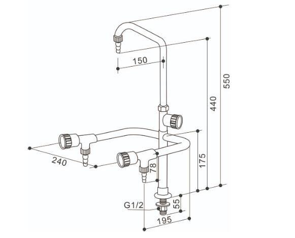 Deck Mounted Solid Brass Triple Outlet Laboratory Faucet