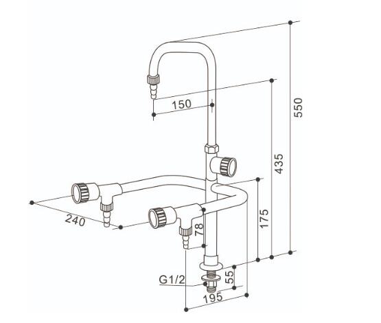 Triple Outlet Laboratory Equipment Faucet