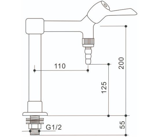 Deck Mounted Solid Brass Single Outlet Lab Tap